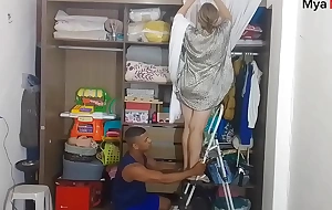 Stepson fucks stepmother on be transferred to stairs