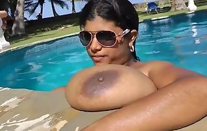Dark-skinned Plumper misdesignated Krissy masturbates by a catch pool