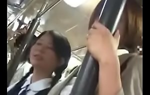Japanese female parent and daughter blowjob's on a bus