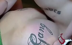 Tattooed GangBang Slut Camouflaged In Sperm
