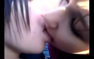 Closeup French Kissing Tongue licking Lesbians -