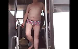 Andrew the naked bus driver - on a busy main road 
