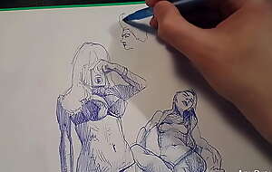 How to draw with a ballpoint pen , speedpaint , quick sketch erotic ingenuity