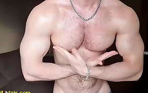 Big lend substance guy shows off his brawniness loves nipple play and flexes his guns!