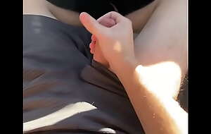 Stroking daddy’s cock while driving! Cumshot