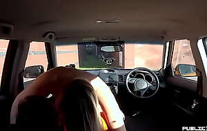 Take charge eurobabe riding her instructor in car until cumshot
