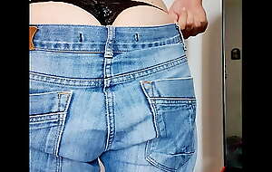 Greek crossdresser ass back emaciate jeans and thong