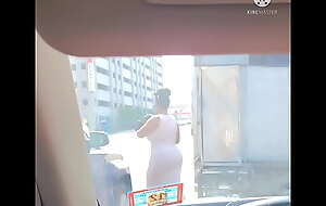 Voyeur Big booty outside car