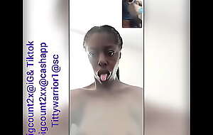 Slim African patite dsl tongue out ebony ft cumshot from tittywarrior1@sc