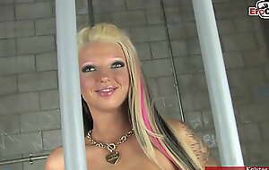 Skinny blonde Teen with small tits fucks in a lock-up cell