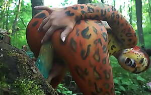 ASIAN IN TIGER BODY PAINT