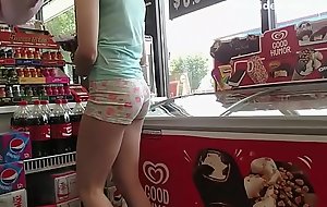 Candid Teen Ass all round Go out of business Flowered Spandex Short Shorts