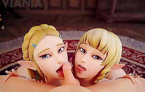 Zelda and Linkle licking dick