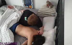 Two guys sleepover in one bed, got scalding in the morning and caught in the camera