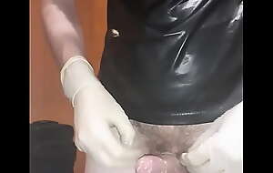 Pulling condom on my dick and balls