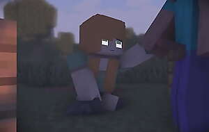 minecraft Alix stuck at the boundary-line with a obese dick