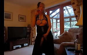 Blonde mature all round leather stripteasr