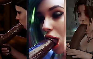 PMV - Judy, Yennefer and Lara Croft go Black