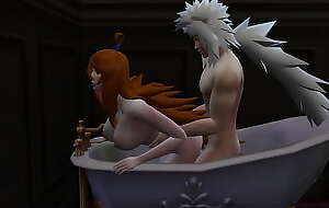 Naruto Hentai Episodio 92 despues de estar entrenando el pervertido fue al baño y se encuentra a la mizukage la seduce se la folla como toda una buena Milf ella le gusta que le acabe en la boca