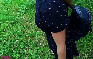 Student girl Jerks off and Sucks Dick to Classmate in a Public Park  - POV - Nata Attractive