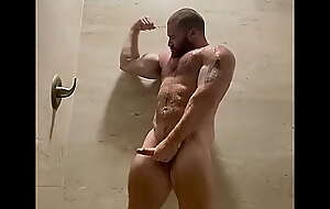 Hung Hairy Bodybuilding Showing Cock In Shower Hot Musclebear Beefy Omega Bull