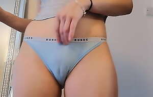 Young blonde try insusceptible to panties