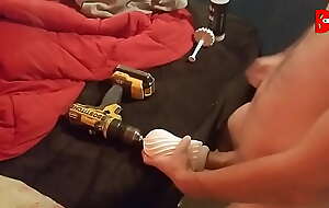 I attached a Tenga Flex to my work drill  An It actaully made my big white cock cum so hard 