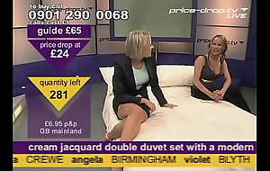 Sarah Hendry shows upskirt oops on live shopping TV