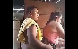 Horny old couple in kitchen